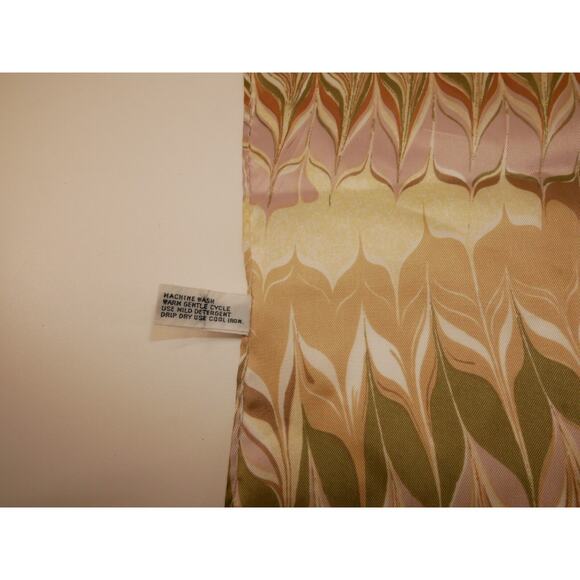 BAAR & BEARDS Abstract Print Brown Pink Green Square Scarf Japan Hand Rolled - Picture 7 of 9